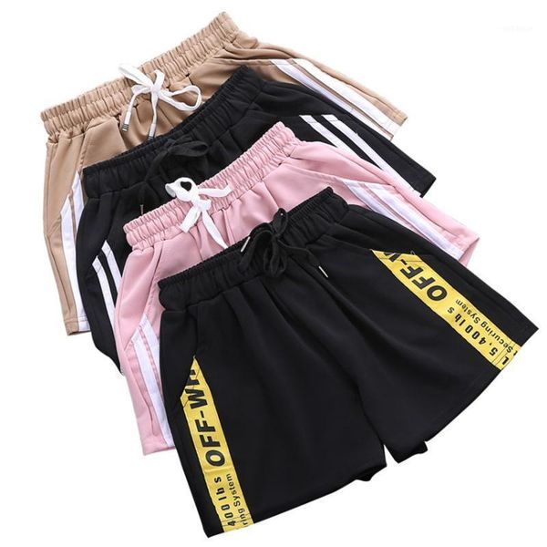 

gowyimmes new summer big size girl solid tie shorts wide leg spring women shorts lady elastic waist streatwear pd0331, White;black
