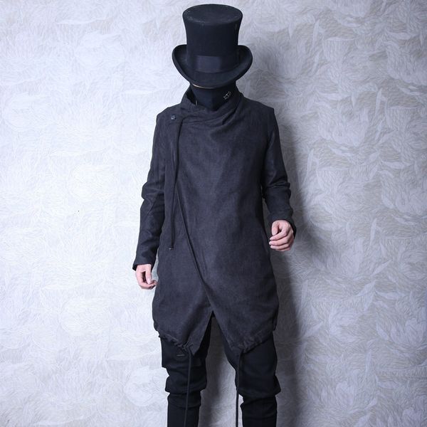 

2021 new winter male korean version of long coat garnish personality trend dark punk cover. 08zf, Tan;black