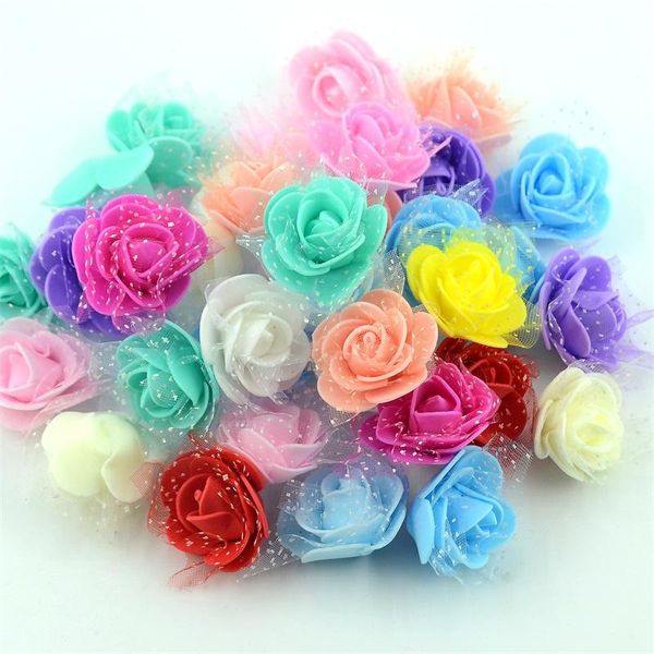 

500pcs 4cm pe foam rose artificial flower head for wedding decoration scrapbooking handmade diy wreath craft fake flowers bbyesn