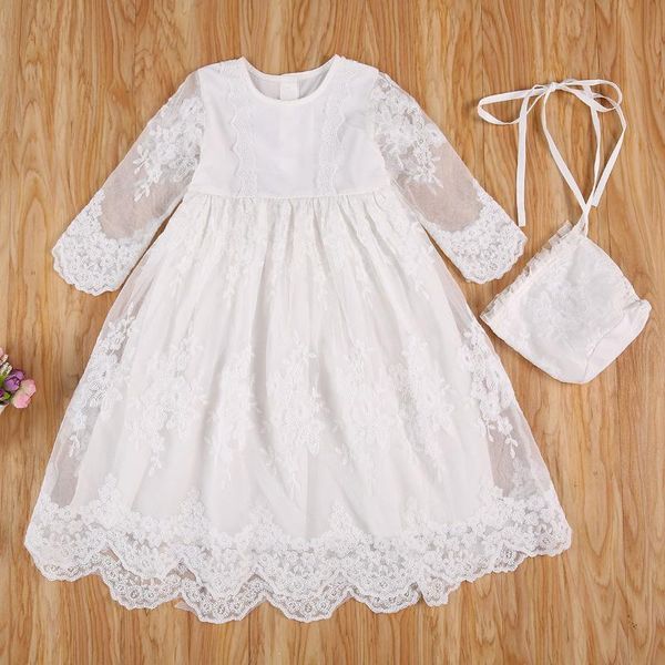 

girl's dresses baby girls christening outfit baptism embroidered lace dress gown with bonnet 2pcs clothes set, Red;yellow
