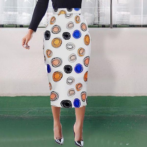 

polka dot skirt women 2020 fashion high waist slim bodycon pencil skirt white ladies work wear office long skirts1, Black