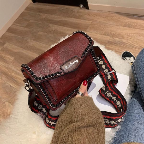 

shoulder bags korean wide strap women pu leather messenger bag handbag fashion corssbody pocket coin purse package