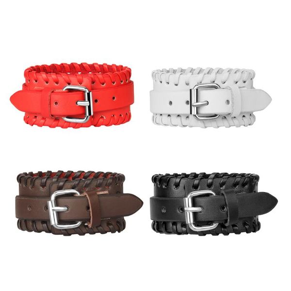 

punk braided rope alloy leather bracelet bangle wristband accessory, Golden;silver