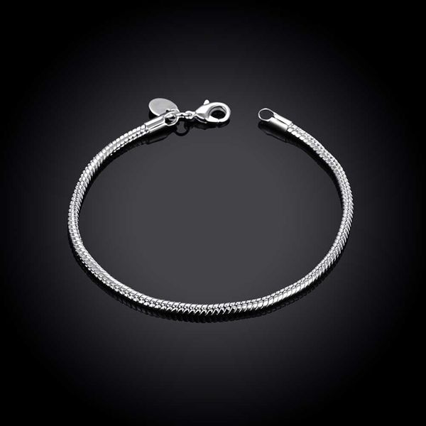 

8 925 inches sale sterling silver 3mm snake chain link bracelet fashion jewelry making for women gift ing, Black