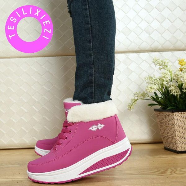 

boots tesilixiezi shoes woman winter snow fashion antiskid thick platform swing warm female wedge1, Black