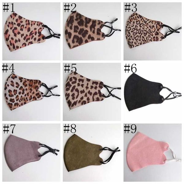 

suede print 9 styles adjustable leopard black sunscreen fashion three-dimensional washable reusable face mask yya369