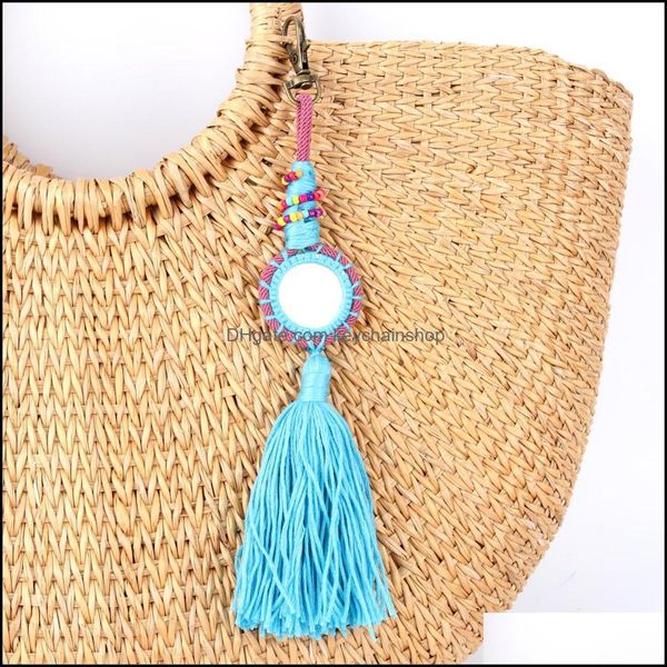 

keychains fashion accessories 10pc arrival long tassels charms with mirror keychain handmade girl stbag gift setting jewelry wholesale e2711, Silver