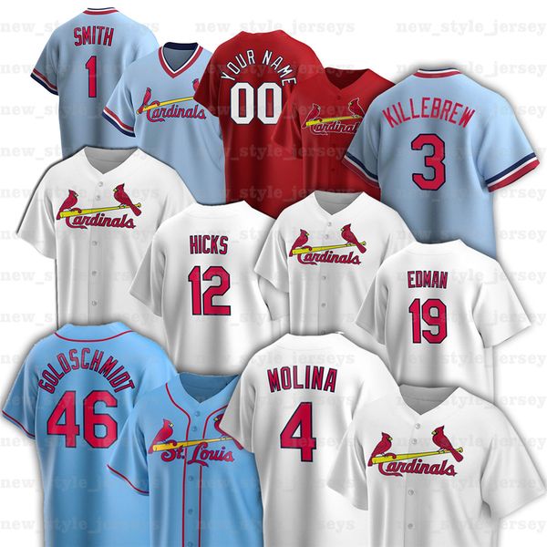 

28 nolan arenado 46 paul goldschmidt 1 ozzie smith 4 yadier molina 25 dexter fowler paul dejong bob gibson baseball jerseys zzzzz11, Blue;black