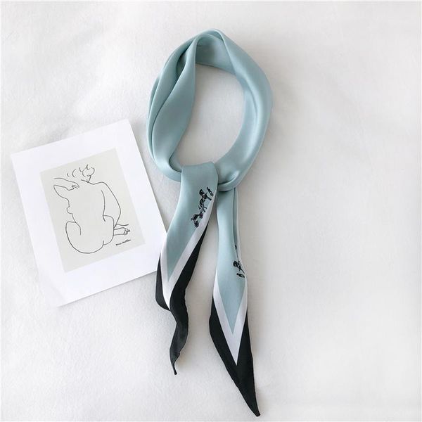 

scarves &dolphin spring women diamond scarf 110*35cm black carriage blue green chiffon silk white vintage headbands bandana1, Blue;gray