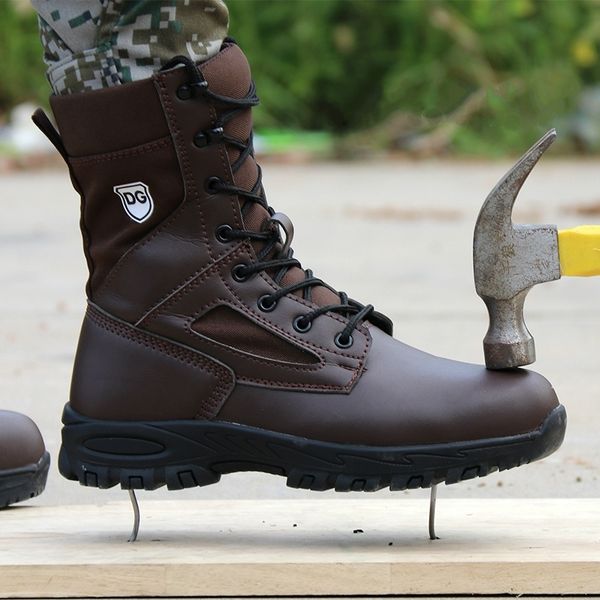 

england style men leisure steel toe cover working safety shoes anti-pierce construction site worker security ankle boots protect y200915, Black;brown