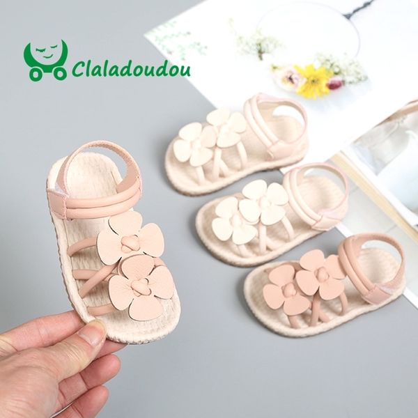 

claladoudou 12-16cm pink beige infant soft sandals us size 3  double flowers princess dress shoes for summer party wedding t200703, Black;red