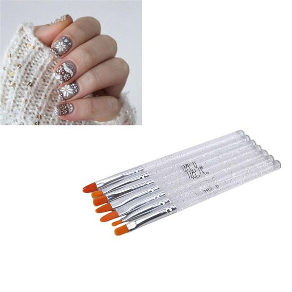 

nail brushes 7pcs/set painting moulding pen modeling pro manicure kit art tools, Yellow