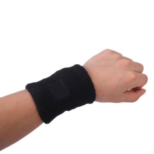 

wrist support pair of cotton sports sweatbands wristbands wristers bracers (black), Black;red