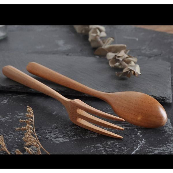 

portable wooden reusable fork spoon flatware tableware set natural solid color handy set in your bag backpack 5 wmtrlp