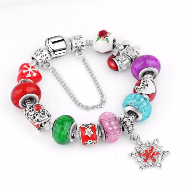 

Antique Original Women Glass Charm Bracelet & Bangle Fit Charm Bracelet Original DIY Beads Jewelry With Santa Claus, Black