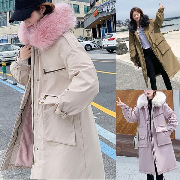 

women's parkas fashion wool zipper pocket hoodie drawstring long jackets wasit loose long sleeve outwear coat true to size s-xl1, Black