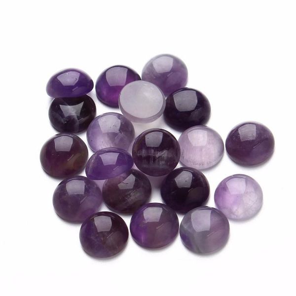 

10-30pcs/lot 6/8/10/12mm purple amethysts natural stone beads round loose beads cabochon cameo pendants bsase tray for jlllag