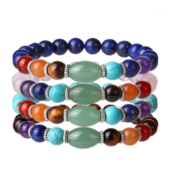 

beaded, strands 2021 fashion natural stone bracelet men 7 chakra healing balance handmade bangles for women yoga mala jewelry wholesale1, Black