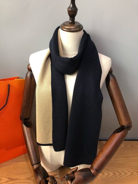 

brand -2019 men's winter boutique market 100% knitted wool soft and smooth men's and women's scarf 180*30, Blue;gray