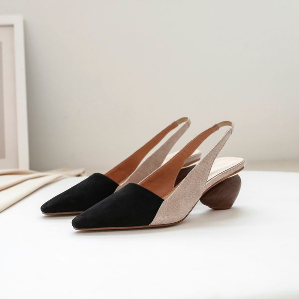 

2021 women's sandals size 22-26.5cm spring-summer lizard sheep's skin heels seven inches in shoes cr9k, Black