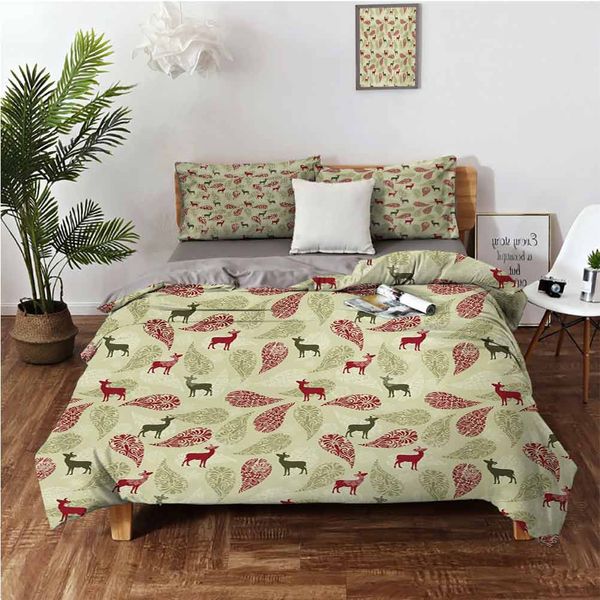 

paisley deer ornate tribal swirled abstract christmas motifsbedding 3-piece set