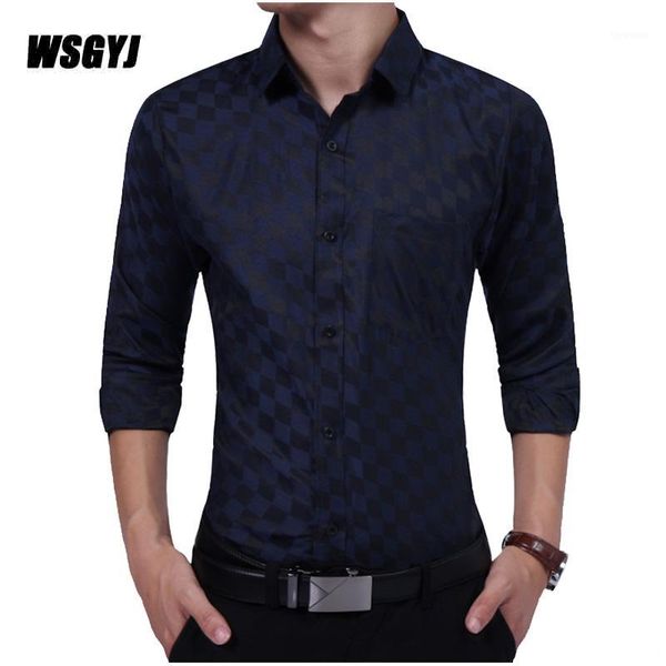 

plaid shirt 2017 new mens designer dress shirts casual slim long shirts size xxl dress shirt1, White;black