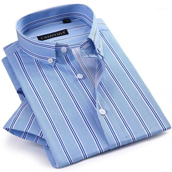 

men's casual shirts men's summer short sleeve fashion striped dress comfortable cotton standard-fit button-down blouse shirt1, White;black