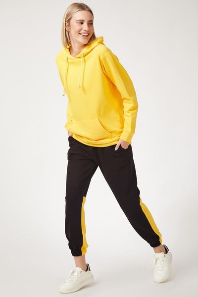 

happiness ist. womens block color oversize tracksuit set fn02575, Black;blue