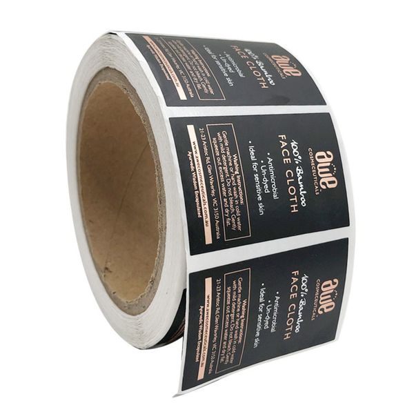 Kundenspezifische matte Silberkleberaufkleber Etiketten mit goldener Folie auf Oberflächengedruckter Rollpackungsbezeichnung Aufkleber