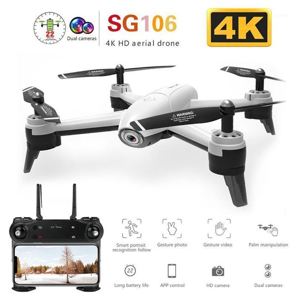 

sg106 hd drone dual camera 1080p /4k wifi fpv real time aerial video wide angle optical flow rc quadcopter camera drone toys1