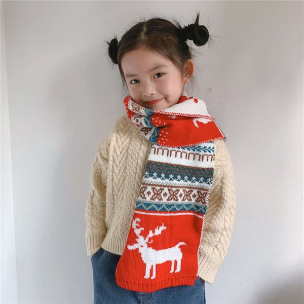 

and children's christmas girls gift knitting winter boys lovely warm wool scarf, Red;brown