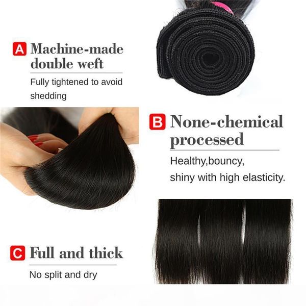 

8a brazilian body wave bundles unprocessed brazilian straight human hair extension deep wave hair water wave virgin hair bundles, Black