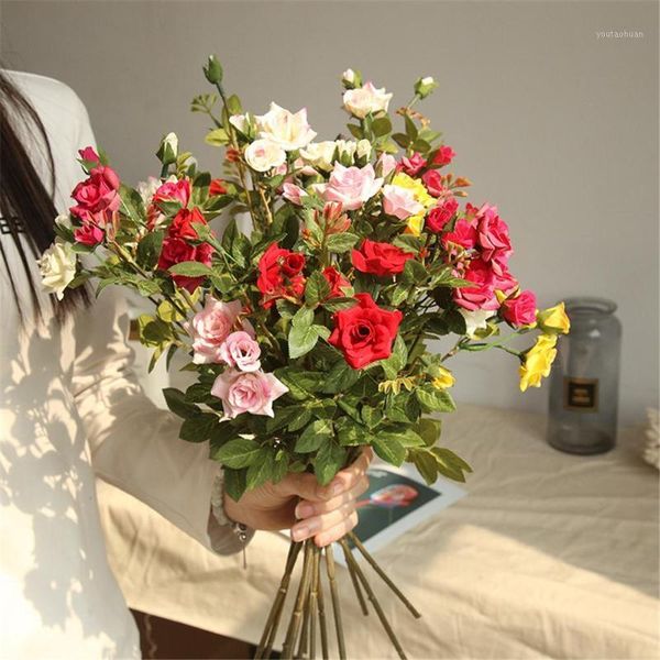 

decorative flowers & wreaths artificial rose wedding bride wreath bouquet silk foam diy home needlework decor decoration1