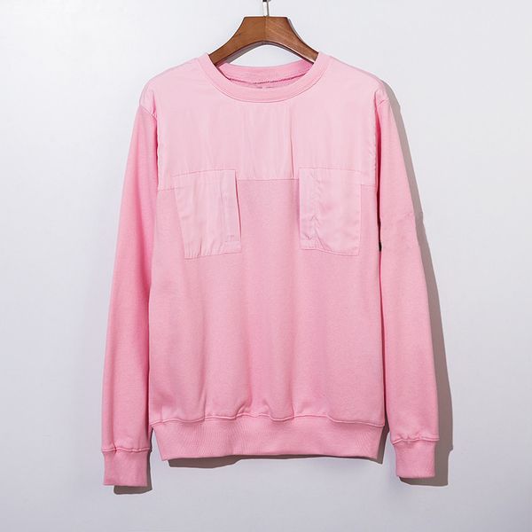 

new arrival mens hoodies sweatshirt solid colors long sleeve nylon splicing mens womens round neck pullover couples hoodies, Black