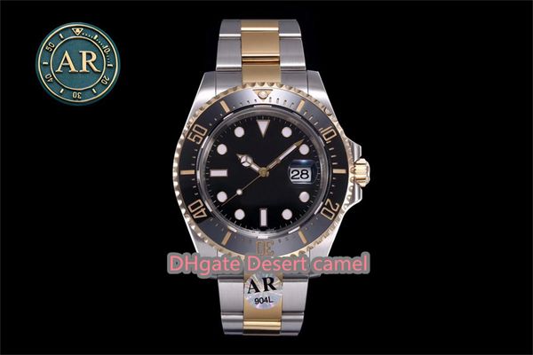 

watch new ar factory luxury sea ceramic bezel men 18k real wrap gold 904l steel cal.2836 automatic movement 43mm sport dive swim wristwatch-, Slivery;brown
