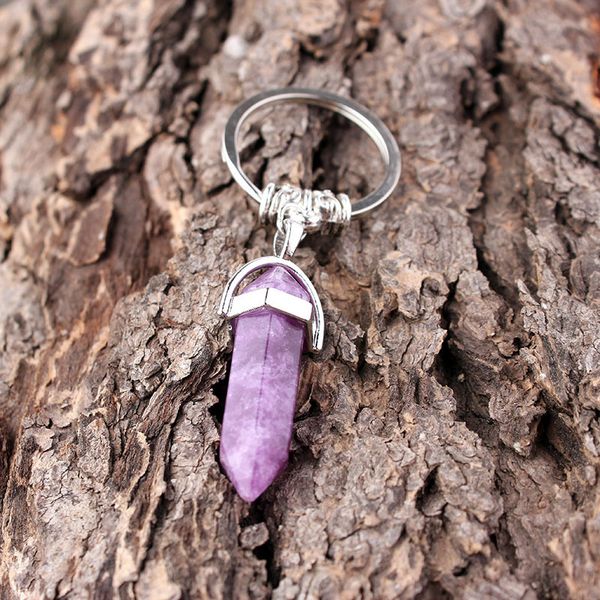 

keyring natural key-chains stone car keychain jewelry pendant men women's silver bullet jewelry, Slivery;golden