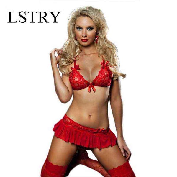 

nxy lingerie women set dress lace sheer floral sleepwear nightwear underwear g-string and bandage bra sets costumes1217, Red;black