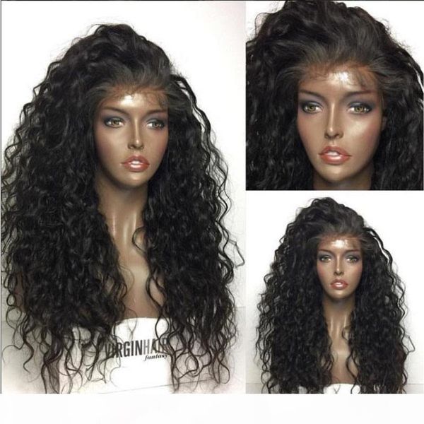 

100% unprocessed 8a brazilian wet and wavy full lace human hair wigs for black women glueless water wave lace front wigs with baby hair, Black;brown