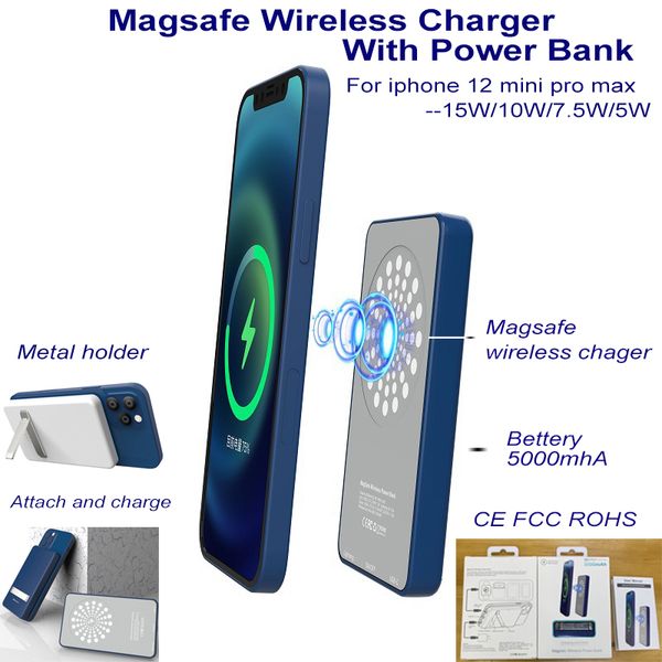 

2020 new magsafe wireless charger with power bank 5000mha for iphone 12 mini pro max iphone x/11