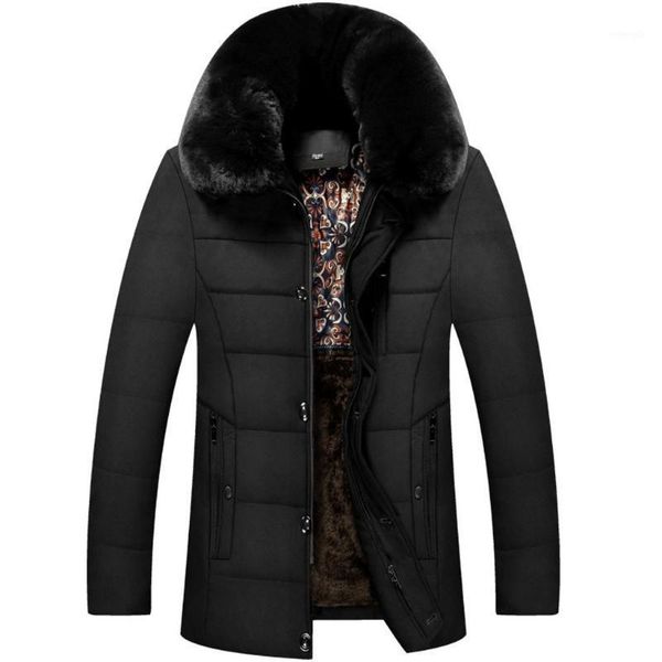 

feitong men's thick parkas mid-length solid black winter jacket men thickened hoodie cotton-padded zipper jacket coats1