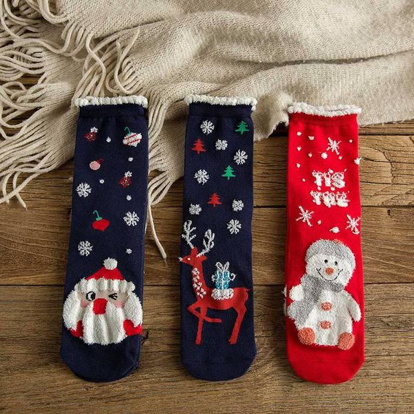 

1 pair of christmas socks christmas cartoon socks cute female winter warm ladies gifts
