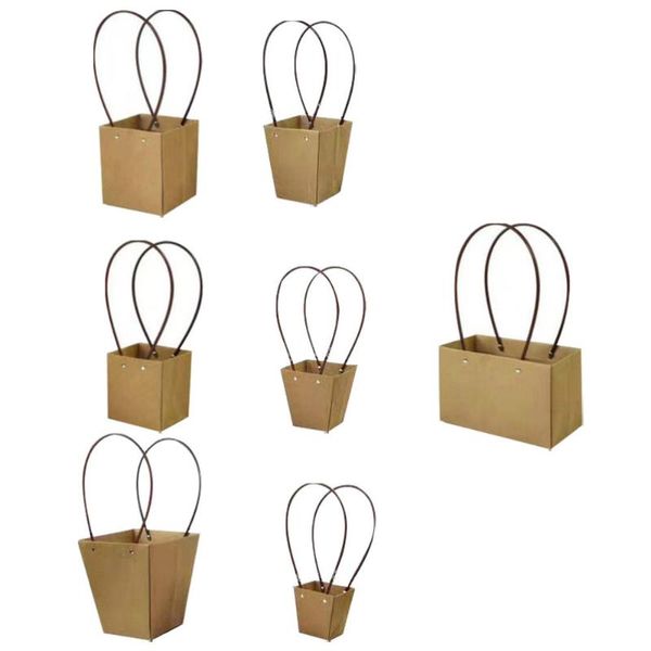 

gift wrap 7pcs kraft paper hand bag retro present creative flower packaging