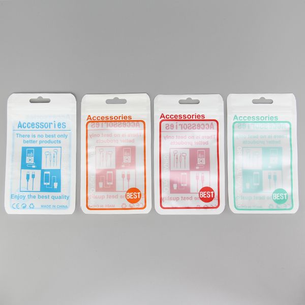 Bolsas de plástico de 8*13,7 cm, accesorios para teléfonos móviles, paquete de embalaje al por menor, bolsa con orificio para colgar para cargador de auriculares, Cable de datos