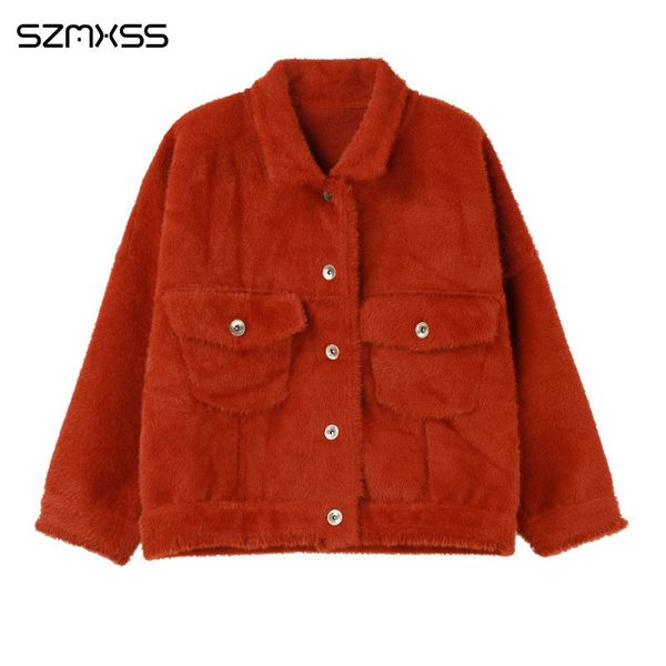 

autumn and winter women coat new korean version long-sleeved jacket fashion wild loose short solid color cardigan jackets 201028, Black;brown