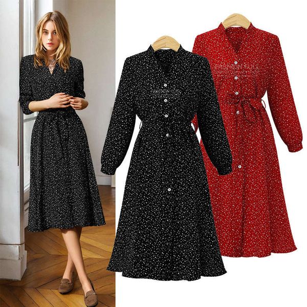 

wind 2020 spring new large women's fat mm slim standing collar long sleeve dress, Black;gray