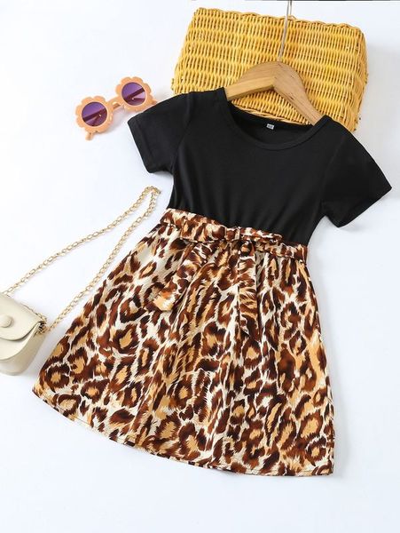 

toddler girls leopard print belted dress she, Red;yellow