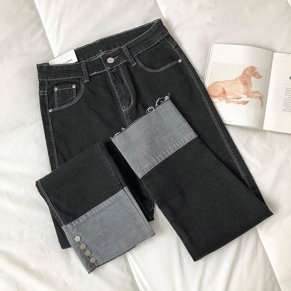 

high waist straight jeans pant for women 2021 vintage streetwear loose female denim jeans buttons zipper ladies jeans y1214, Blue
