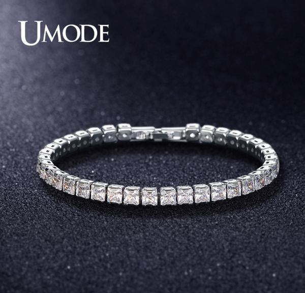 

umode 2019 new 4mm 5mm 6mm round square zircon crystal tennis bracelet for women men white gold long box chain j qylqtx bdedome, Black