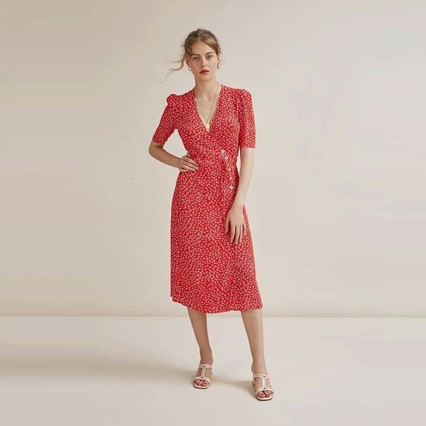 

vintage gabin dress with sashes v neck green red french romantic autumn print midi dress plus size female vestidos, Black;gray