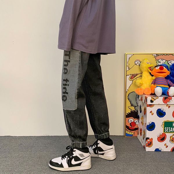 

2021 new primavera e inverno novas de slida denim solto moda jovem masculinas mzj3, Black